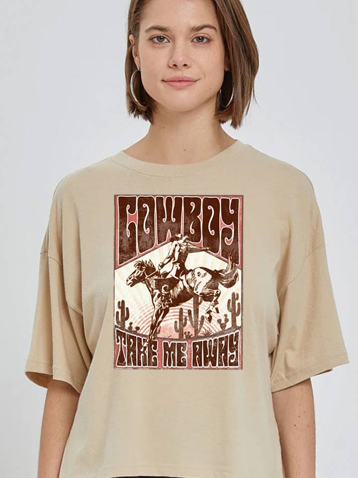 Cowboy Take Me Away Crop Top. for wholesale by DG WORLD