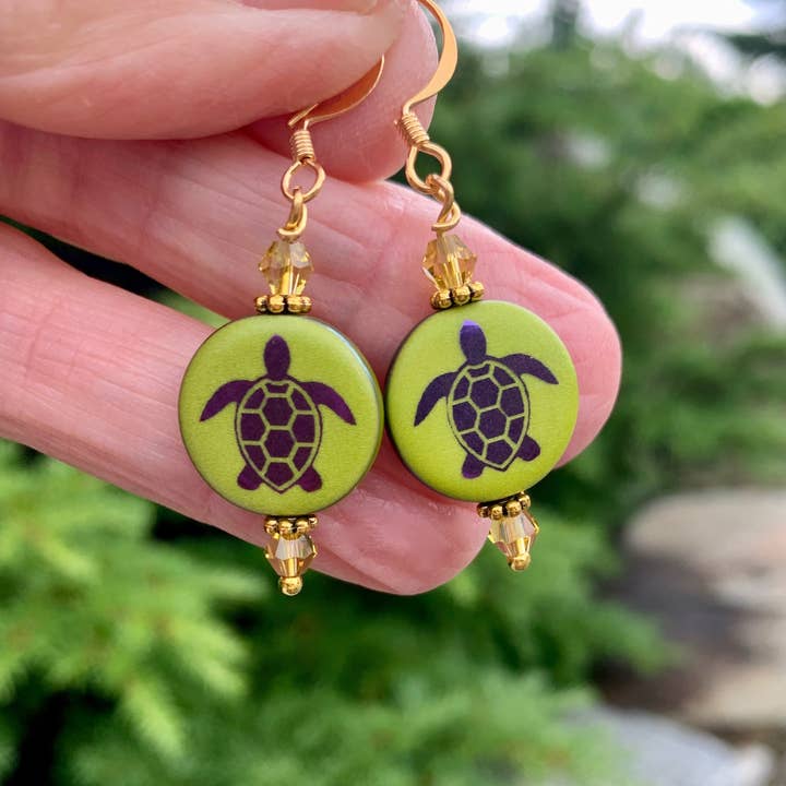 Marlene VanBeek Jewelry - Wholesale Dangle Earrings - Etched Turtle Earrings Earrings - 3 Colors