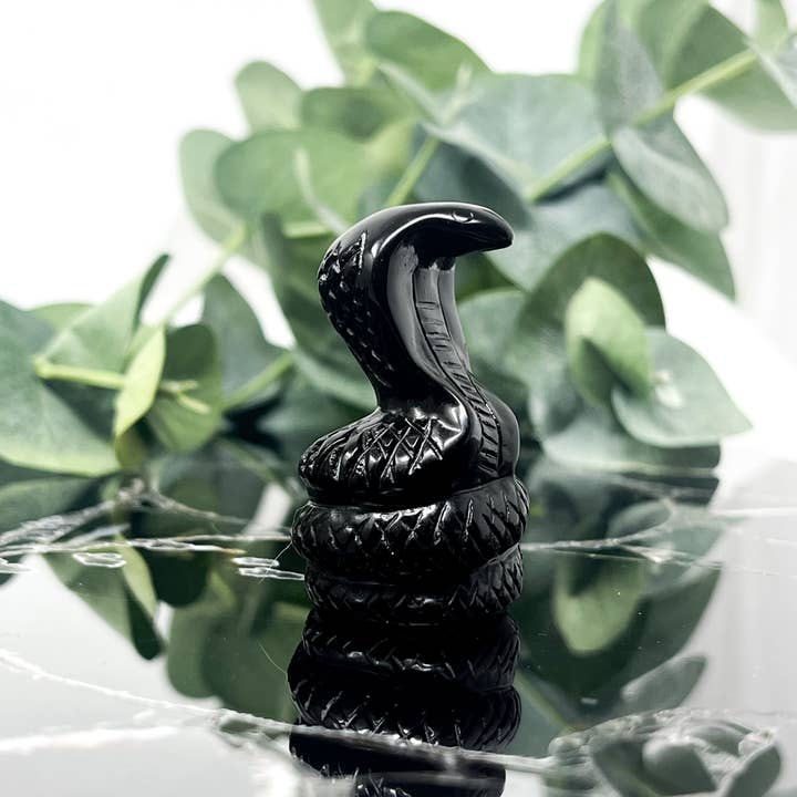 The Crystal Tabby - Wholesale Spiritual Stone/Crystal - Obsidian Cobra Carving2