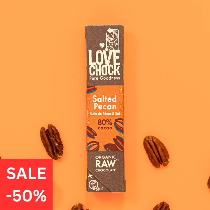 Chocolate 80% com noz-pecã e sal marinho - 50% BBD: 05/09/2026 por atacado de Lovechock NL