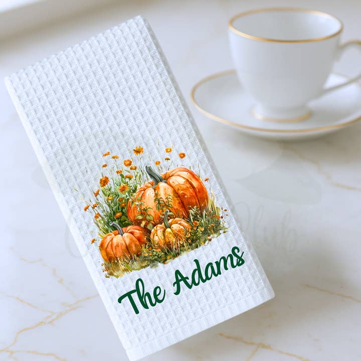 Autumn Pumpkins Tea Towel for wholesale by Cottage & Club