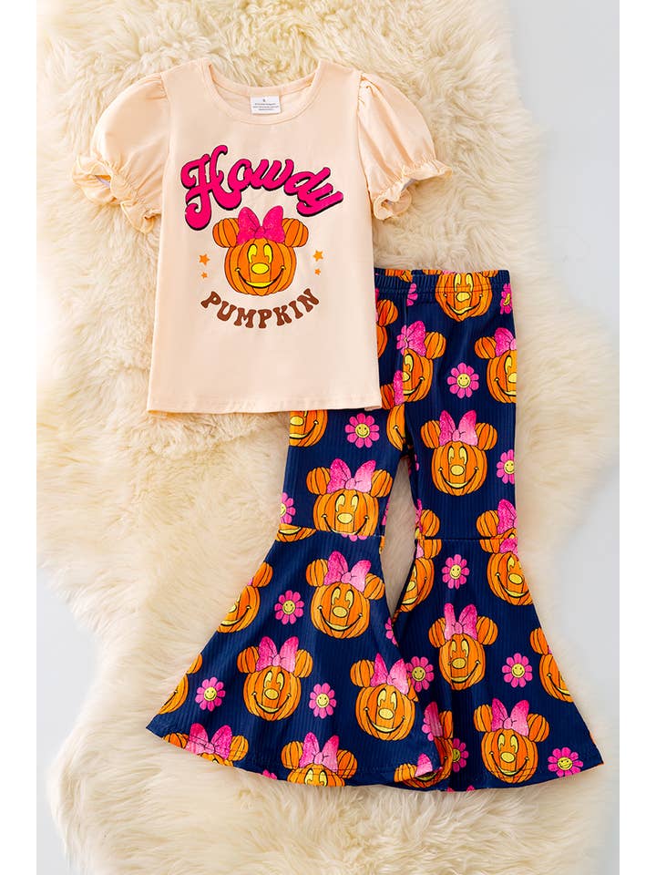 Kids Charm Online - Wholesale Top & Pant Set - Kids - 🍁 "HOWDY PUMPKIN" PRINTED TOP & BELL BOTTOMS. OFG41512 AMY