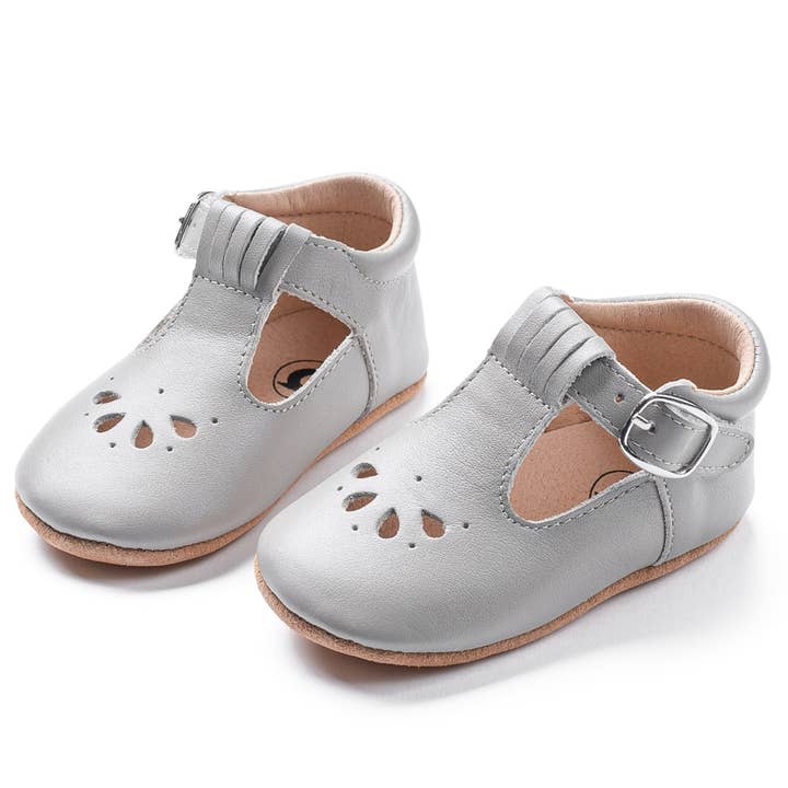 Leather T-Bar | Color 'Grey Cloud' | Soft Sole for wholesale by Hummbrand