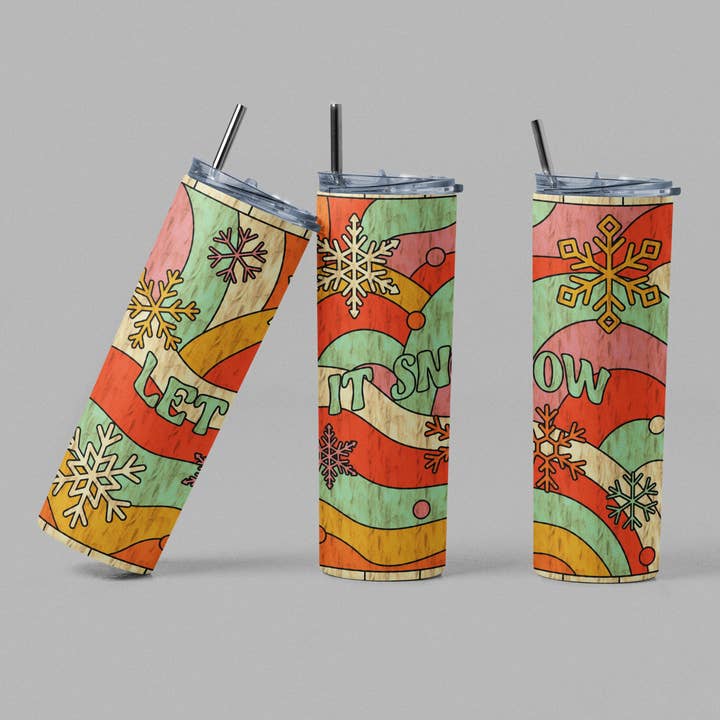 Retro Colors - Let It Snow - Holiday Christmas Tumbler for wholesale by The Geek Boutique