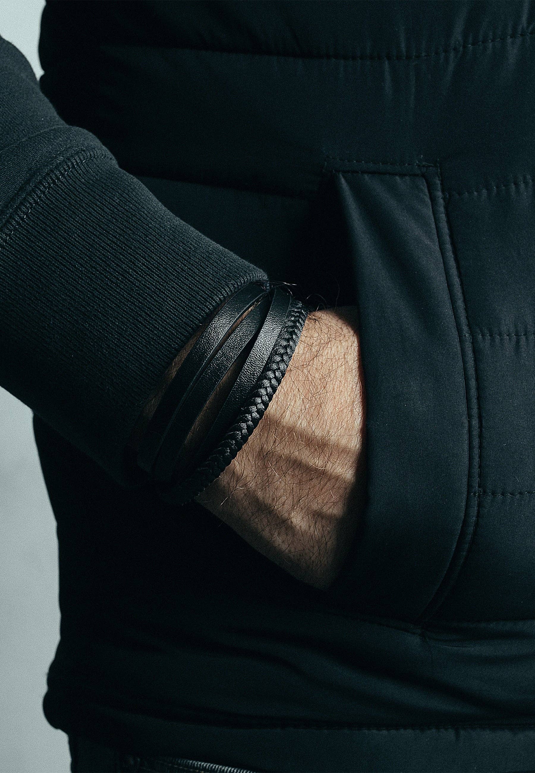 Blackskies - Wholesale Bangle Bracelet - Pathfinder Synthetic Leather Bracelet - Black Black4