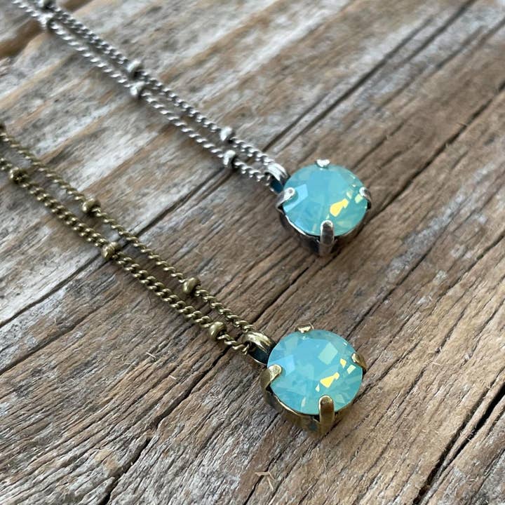 Christine Stoll | Altered Relics - Wholesale Pendant/Charm Necklace - Pacific Opal Aqua Vintage Rhinestone Necklace