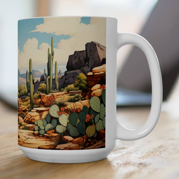 15 oz Cactus koffiemok Cactus mok Koffiekopje Desert Gift Fun voor wholesale door Outlaw Design Crafts and Gifts