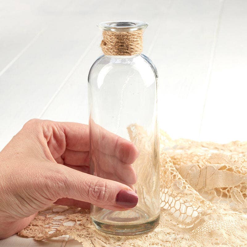 Factory Direct Craft - Vente Paniers - Bouteille d'apothicaire en verre avec ornements en jute - Choisir la taille3