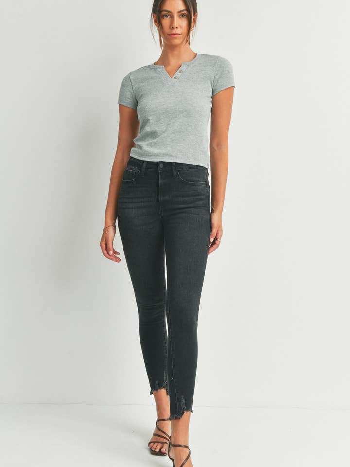 JP158 - WBLK - Hög midja fotled mager för wholesale av Just USA Jeans