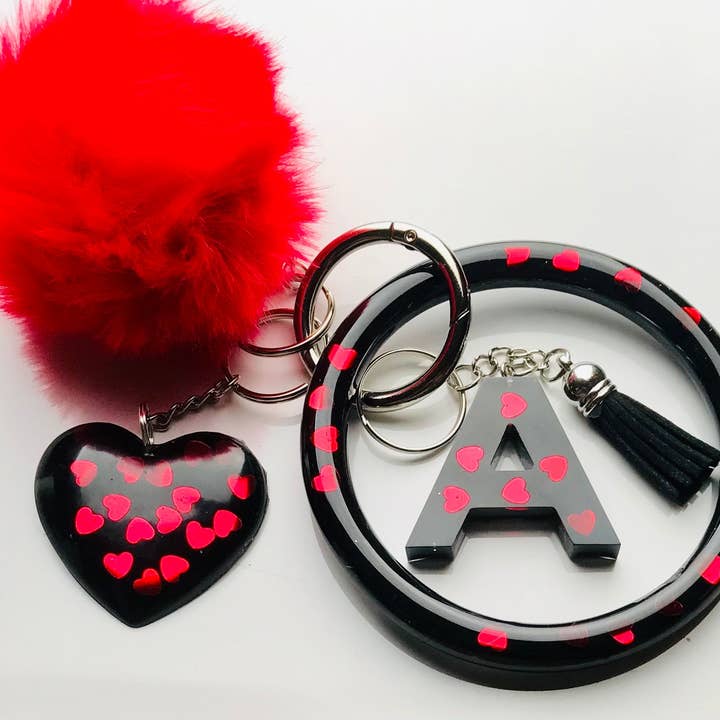 Svart & hjärta nyckelring armband armband Set för wholesale av Shop Drip Express