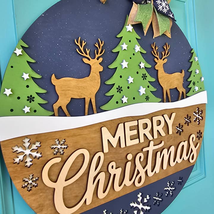 Teal Moon Creations - Wholesale DIY Craft Kit - DIY Reindeer Christmas Wonderland Door Hanger2