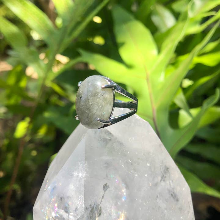 Labradorite Gemstone Adjustable Ring for wholesale by Moon Child