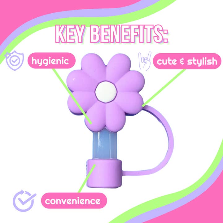 CharCharms – wholesale Drink topper – White Tumbler Straw Topper5