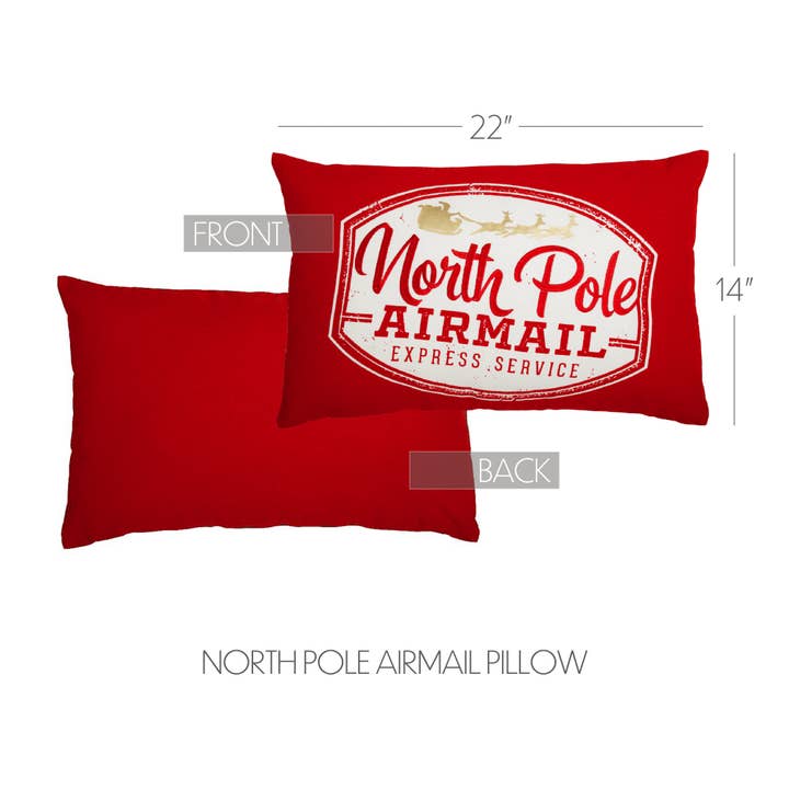 VHC Brands - Wholesale Throw/Decorative Pillow - North Pole Airmail Pillow 14x22