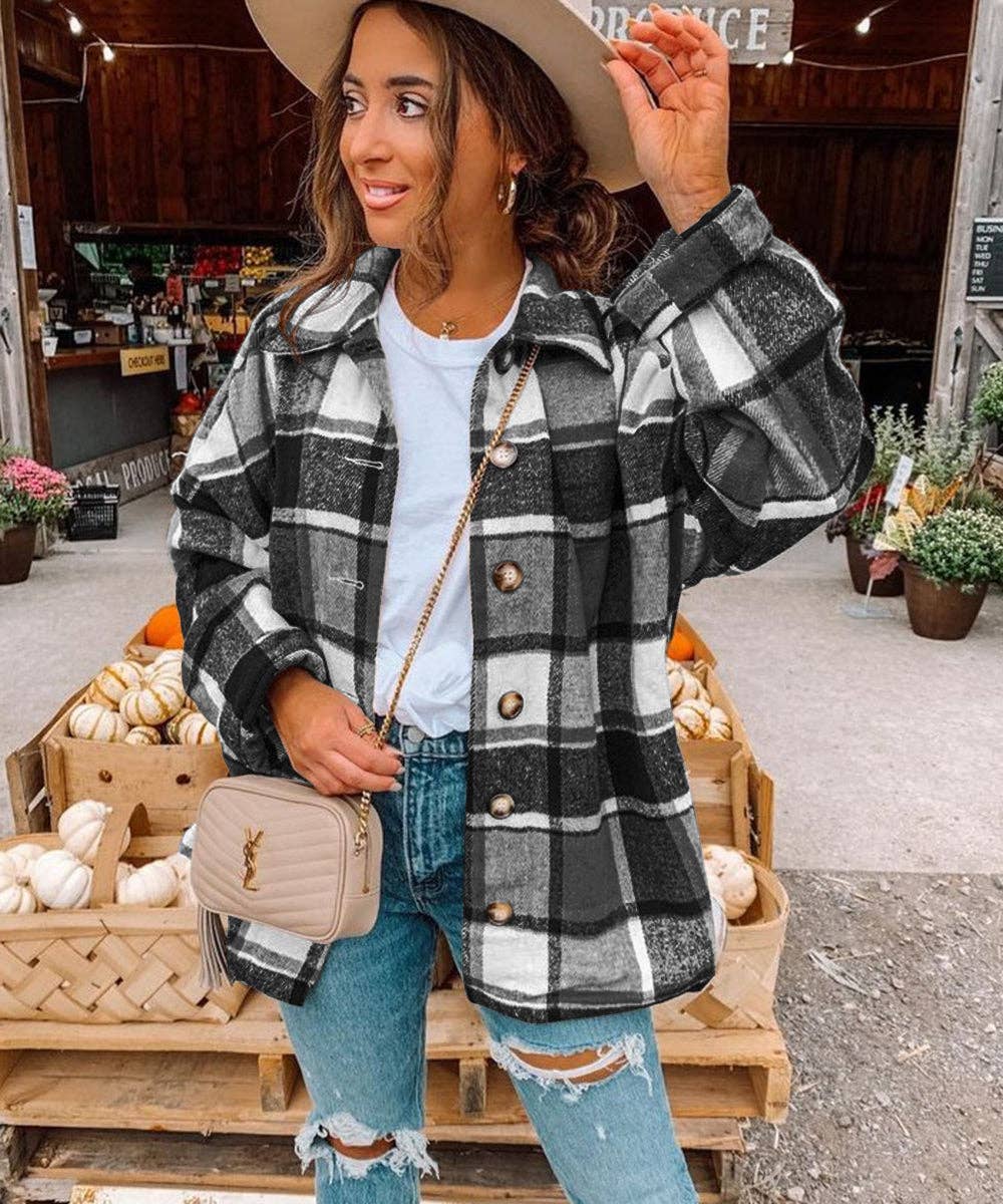 Aria Romance - Wholesale Cardigan - Women's - Checkered Shawl Collar Cardigan14