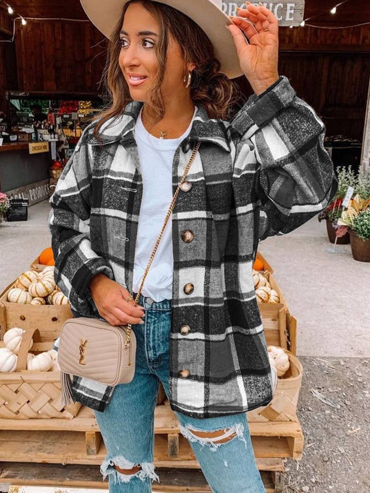 Aria Romance - Wholesale Cardigan - Women's - Checkered Shawl Collar Cardigan14