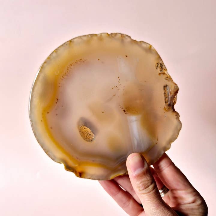 Moonlight Gemstones - Vendita all'ingrosso Pietra/cristallo spirituale - Pietra Preziosa (Druzy) Disco di Agata su Supporto (11–14 cm) – #18 Radicamento, Equilibrio & Bellezza Naturale1