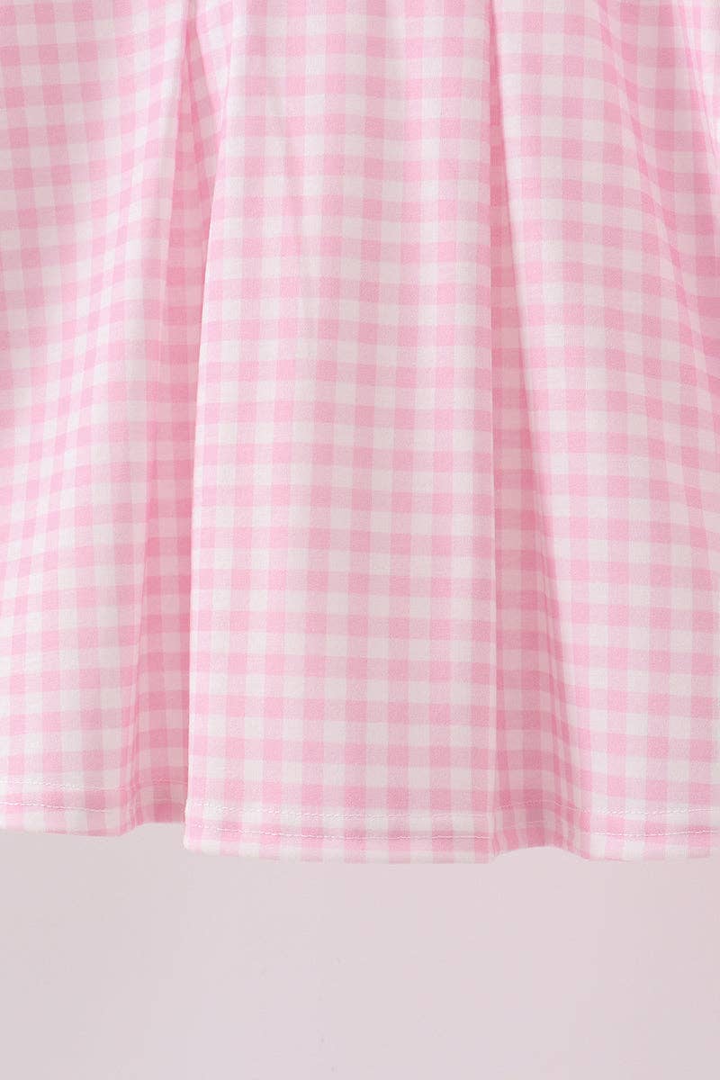 Mom & Co. - Wholesale Top & Pant Set - Kids - Pink santa claus embroidery gingham pants set5