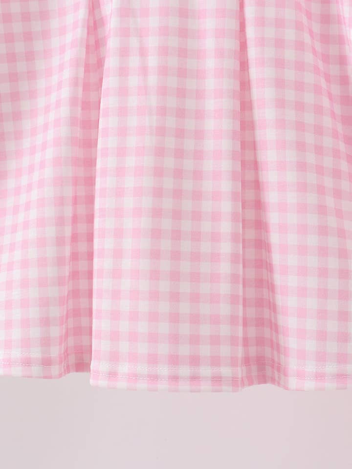 Mom & Co. - Wholesale Top & Pant Set - Kids - Pink santa claus embroidery gingham pants set5