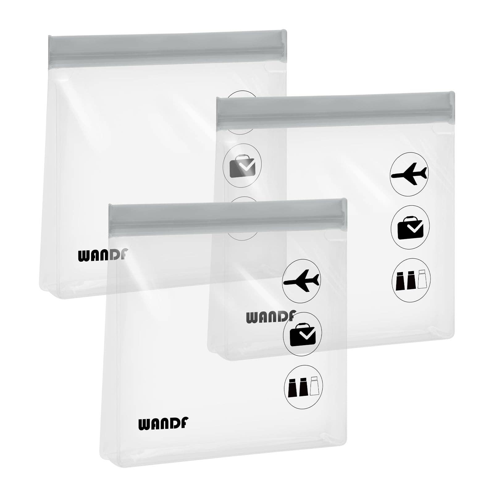 wandf - Vente Trousse de toilette – unisexe - Trousse de toilette de voyage 3-1-1 transparente WANDF approuvée par la TSA9