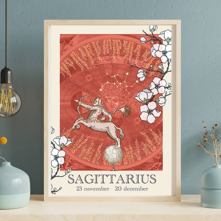 Affiche du signe astrologique du sagittaire pour la vente par sidonie blondel