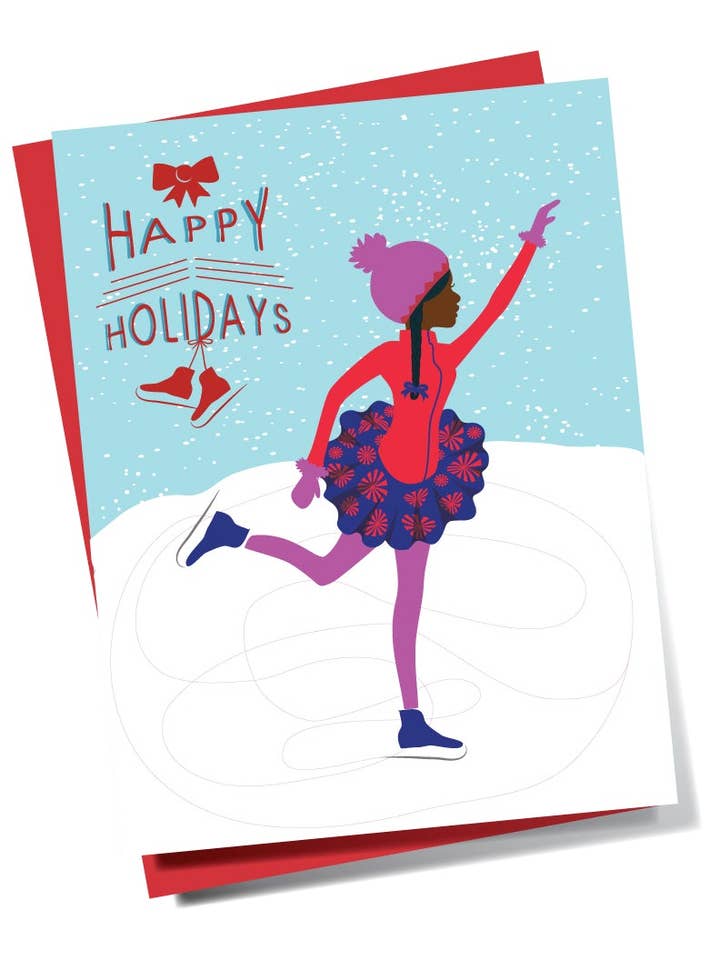 Biglietto natalizio afro-americano per pattinare per la vendita all'ingrosso da parte di Soular Powered