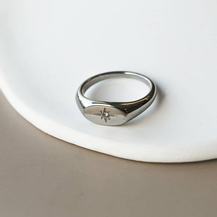The Tillia - Silver Engraved Signet ring for wholesale by Horace Jewelry