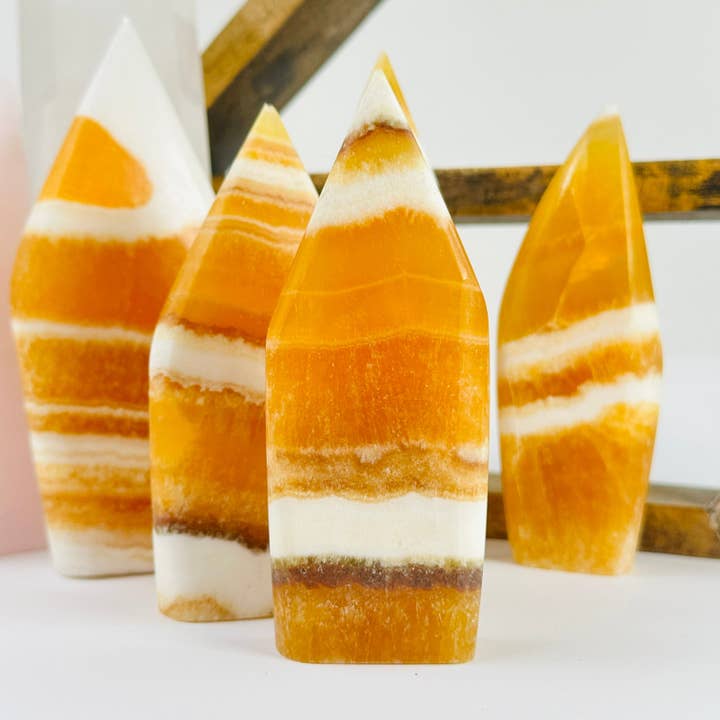 Orange Calcite Crystal Tear Drop Point AS IS YOU CHOOSE for wholesale by Rock Paradise