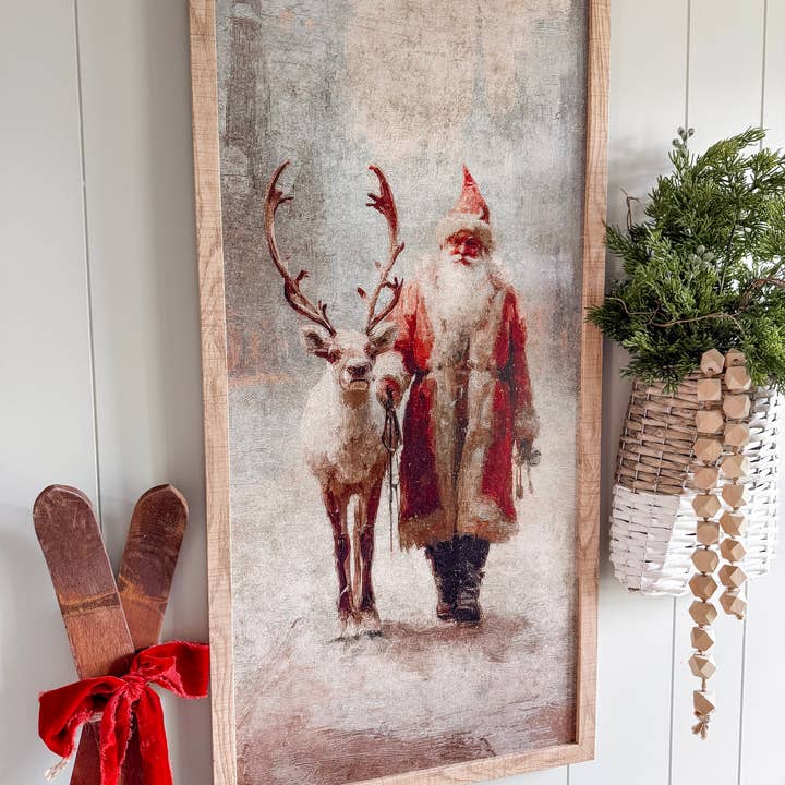 WillowBee Signs & Designs - Wholesale Sign - Santa & Reindeer Wood Sign - Rectangle8