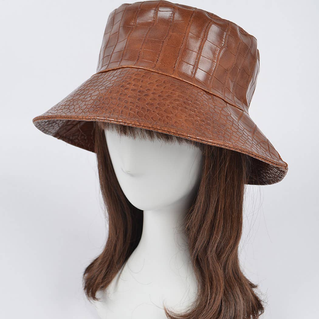 3AM BY H&D ACCESSORIES - Wholesale Bucket Hat - Women's - Faux Croc Bucket Hat2