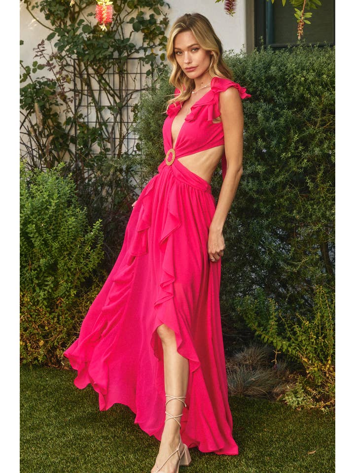 Dress Forum - Wholesale Dress - Women's - There She Goes Cutout Frilly Maxi Dress (1)