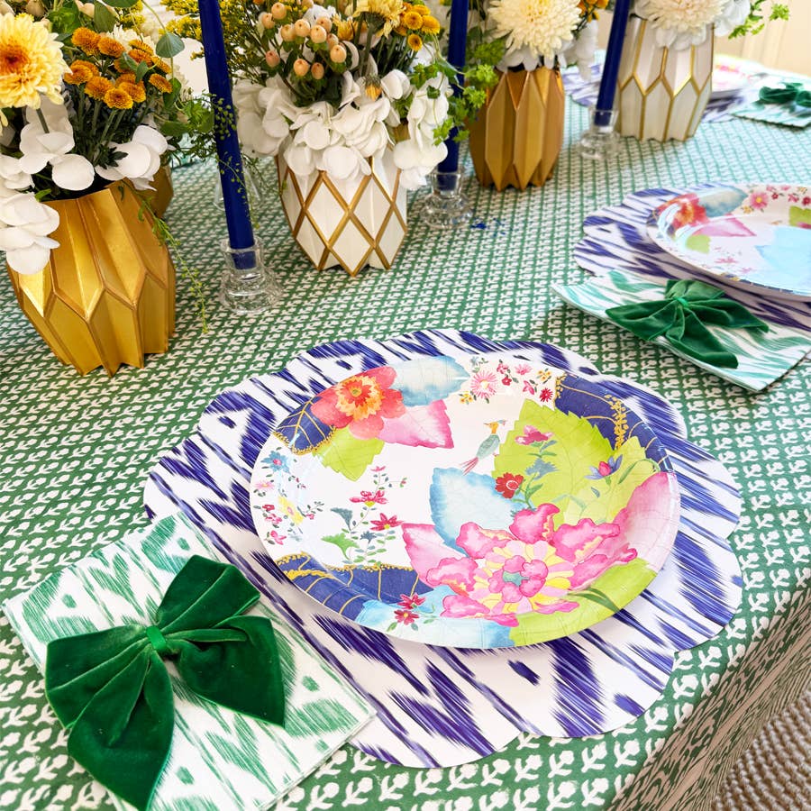 Lucy Grymes Designs - Vente Assiette jetable - Assiette en papier résistant motif feuille de tabac (10") | 8 assiettes1