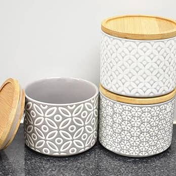 Geometric Stackable Ceramic Tea Sugar Jars for wholesale by DEENZ