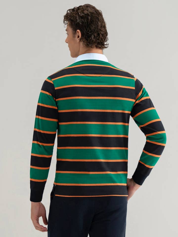 Brian Oak Limited – Polo - Homem por atacado – Camisola de Rugby Britânica às Riscas Verdes3
