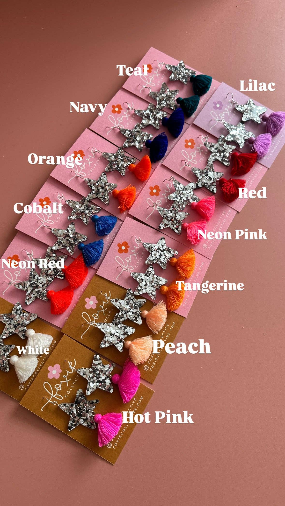 Foxie Collective - Wholesale Dangle Earrings - Custom Star Dust Dangles | Silver or Gold | Select Tassel Colour | WHOLESALE20