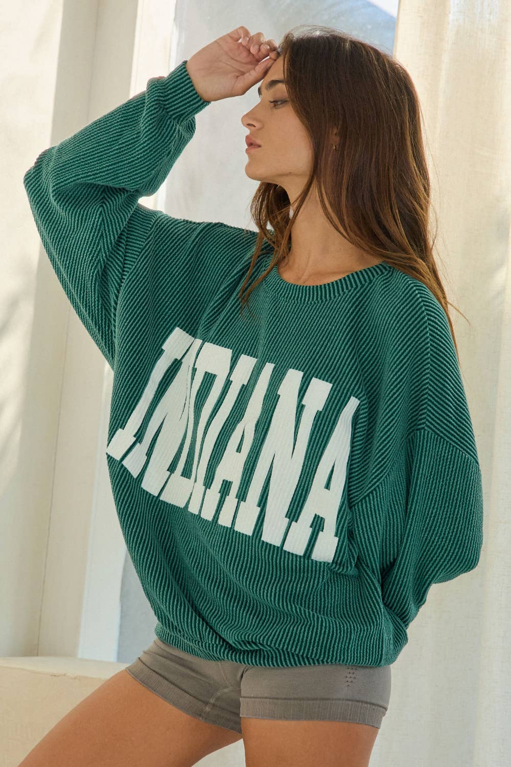 BUCKETLIST INC - Wholesale Graphic Sweatshirt - Women's - T1770I -'INDIANA' Comfy Oversize Graphic Sweatshirt, Gameday26