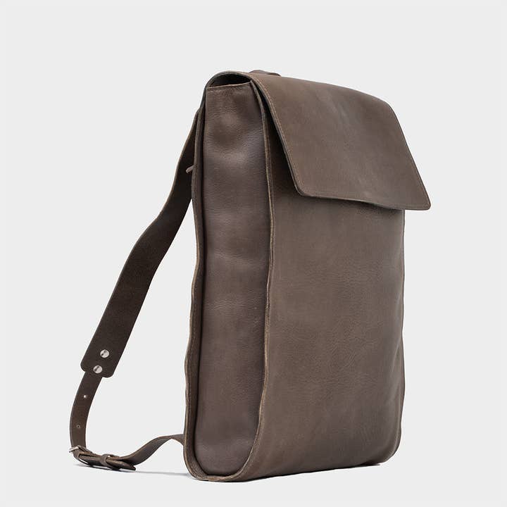 Leather laptop backpack - The Minimalist (Gray) for wholesale by Geometric Goods