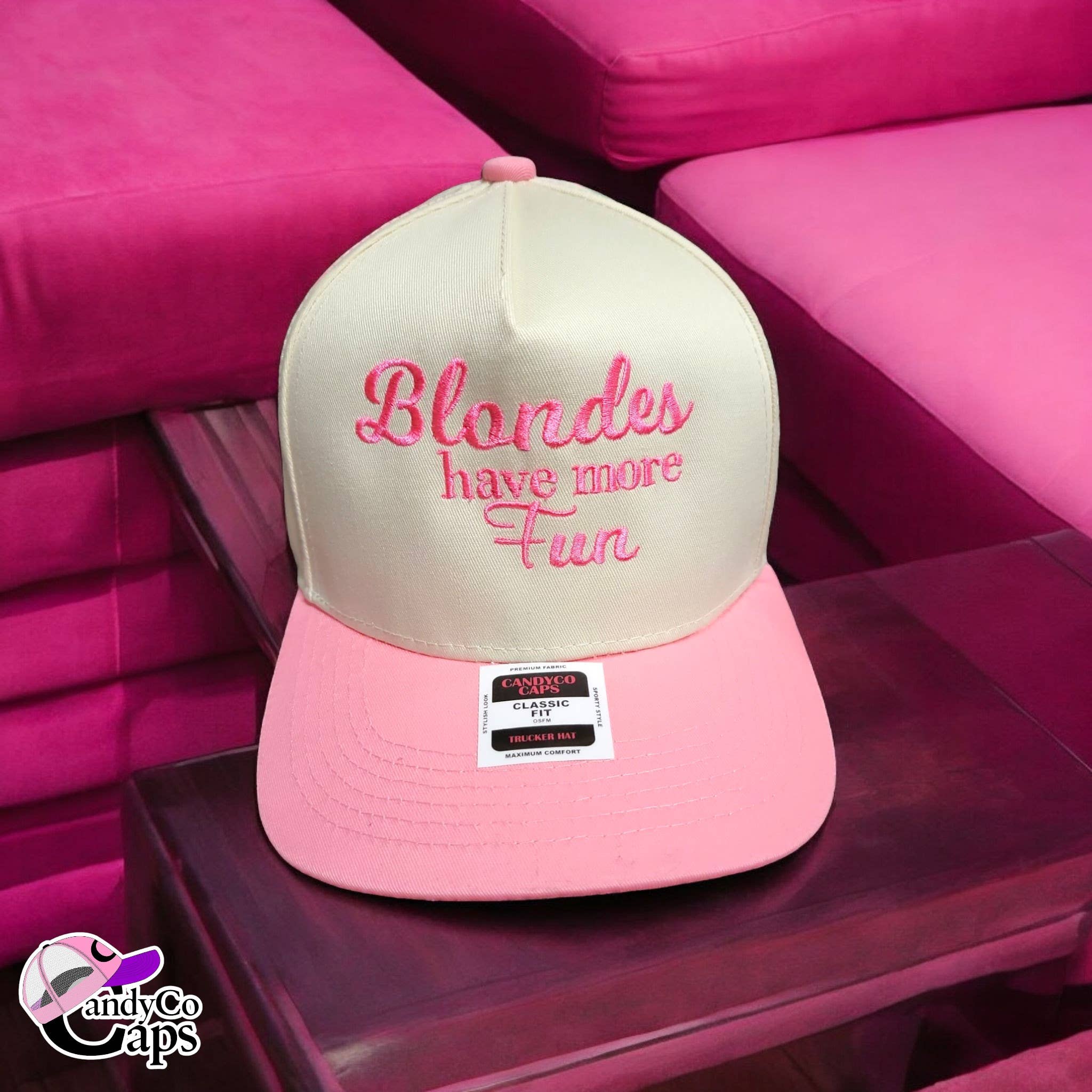 The Candy Collections - Wholesale Trucker Hat - Women's - Blondes have more fun snapback 5 panel Hat Embroidered