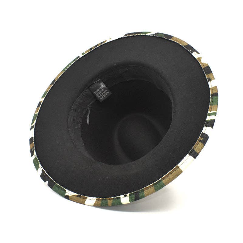 Ole - Wholesale Fedora - Women's - Camo Printed Wide Brim Fedora Hat C04506