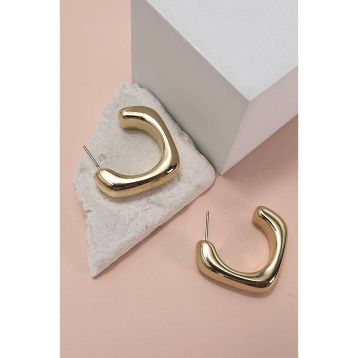 Gold BUBBLE PUFFY SQUARE SHAPE TUBE HOOP EARRRINGS | 10E40426057 for wholesale on Faire