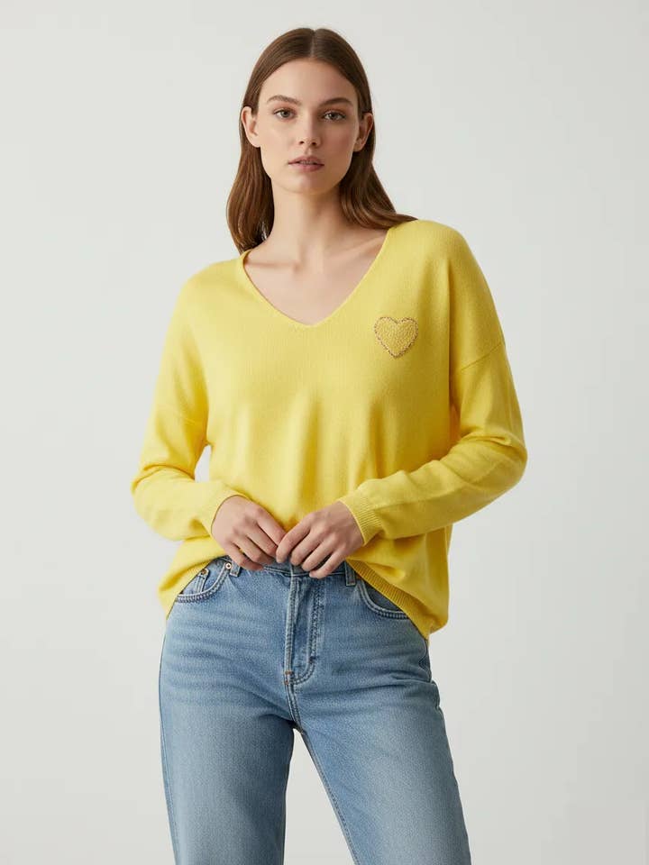 Trek Col V Hart Glinsterend @A923_PuCoeurPaillette voor wholesale door Mimi & Gogo