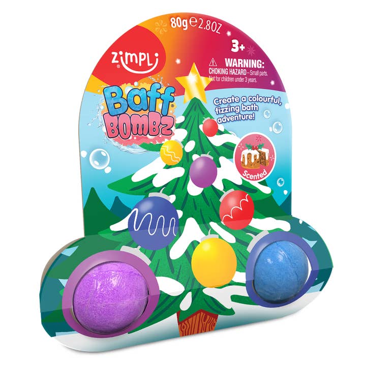 Zimpli Kids - Wholesale Bath Toy - Baby - Zimpli Xmas Tree Baff Bombz 2 pack - Fizzing Kids Bath Toy