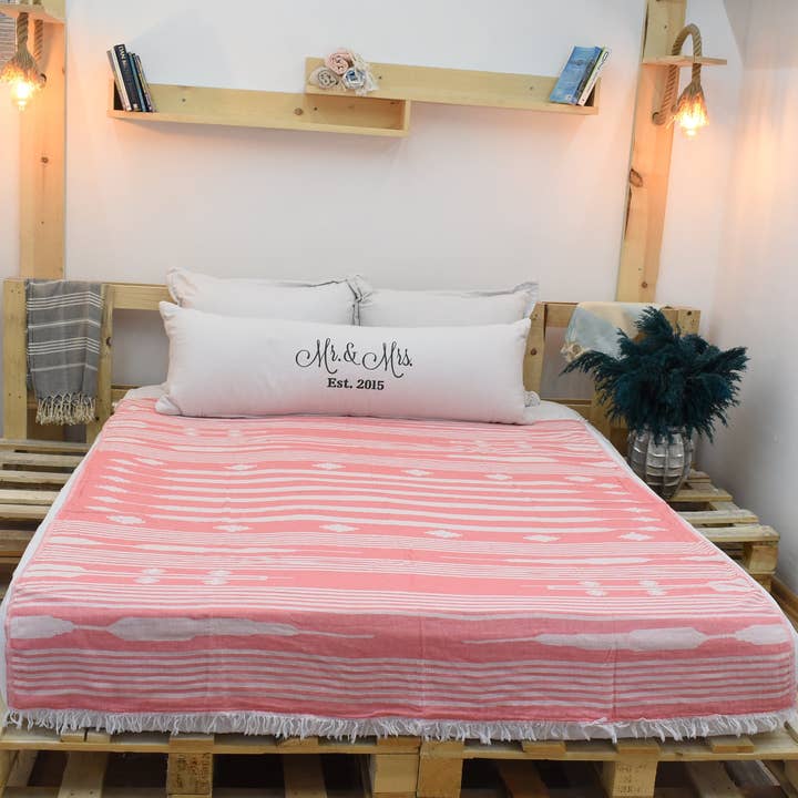 Organic Turkish Towels - Wholesale Picnic Blanket - PINK Beach Blanket, Versatile Picnic Cover1