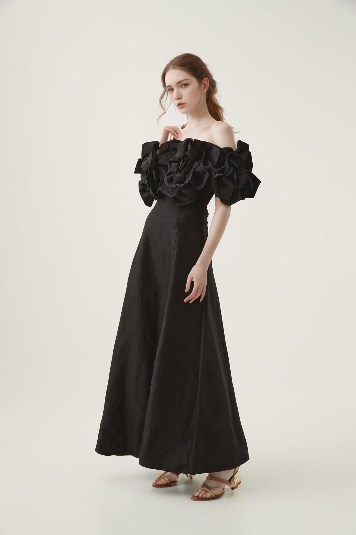 Productseeker - Wholesale Skirt - Women's - DR493 Elegant A-Line Skirt with 3D Floral Slim Fit Design1