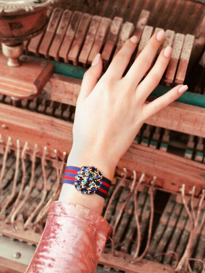 Bracelet Tanya marine bordeaux pour la vente par Froufrouz