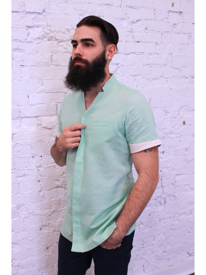 Am.A-Line Collections LLC - Wholesale Button Down Shirt - Men's - Glint Men's Short Sleeve Button Down Shirt4