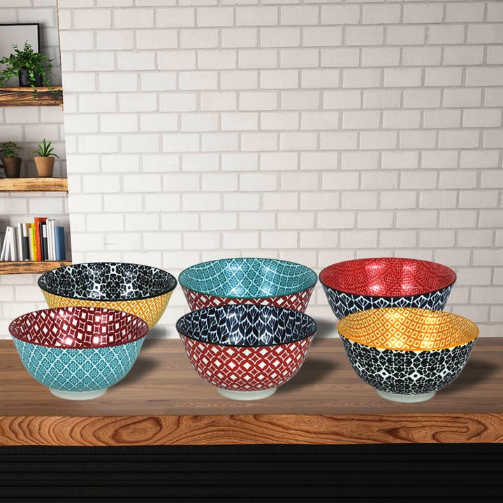 Set di 6 ciotole da 6" Color Festival per la vendita all'ingrosso da parte di AH Bright