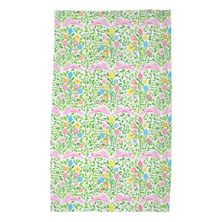 Mughal Bouquet Stripe Easter Poly Twill Tea Towel for wholesale by Taylor Beach Design