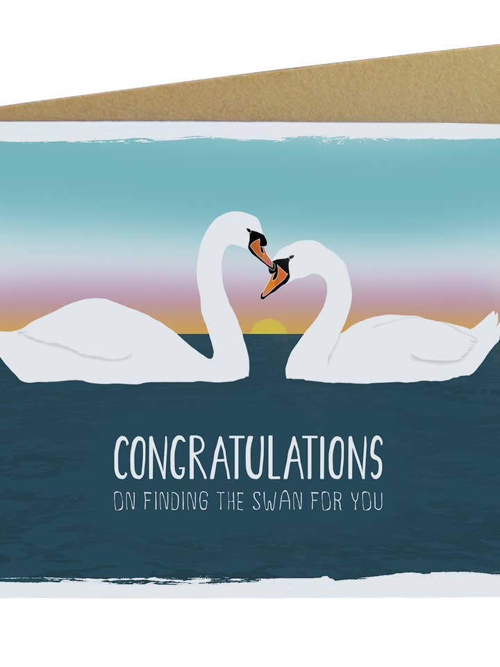 Swans Wedding Card for wholesale by Paper Wolf Design