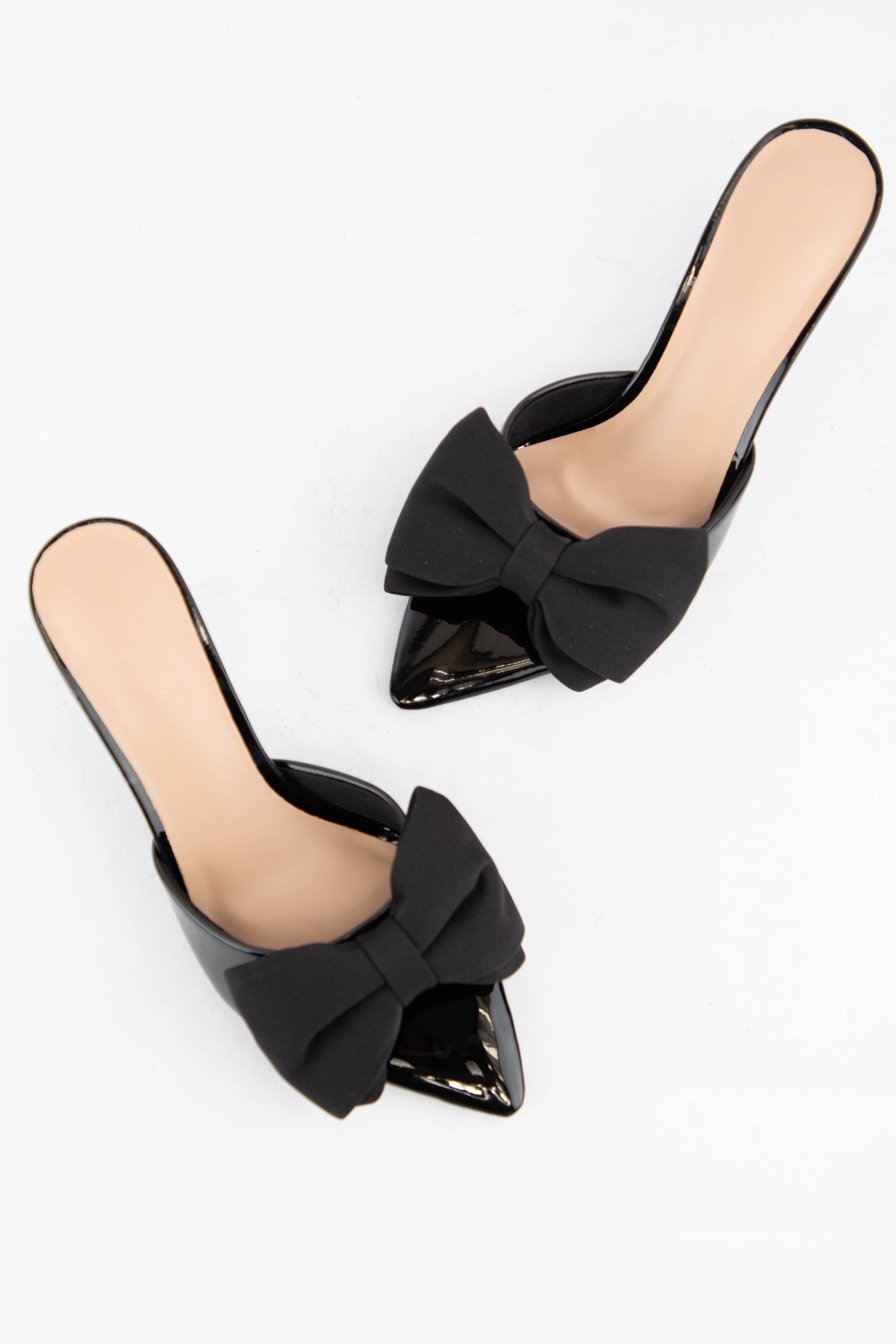 CCOCCI - Vente Chaussures à petit talon – femme - TALONS MULES BERMUDA-19 À GROS NŒUD EN SATIN À BOUT POINTU6